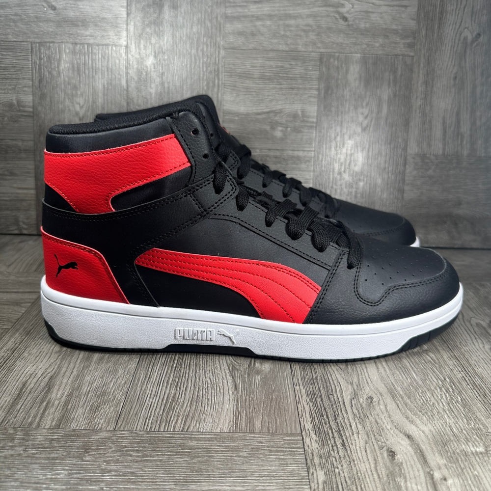 Puma Rebound LayUp Sneaker Mens 14 Black Red High Top 386438-34 NEW